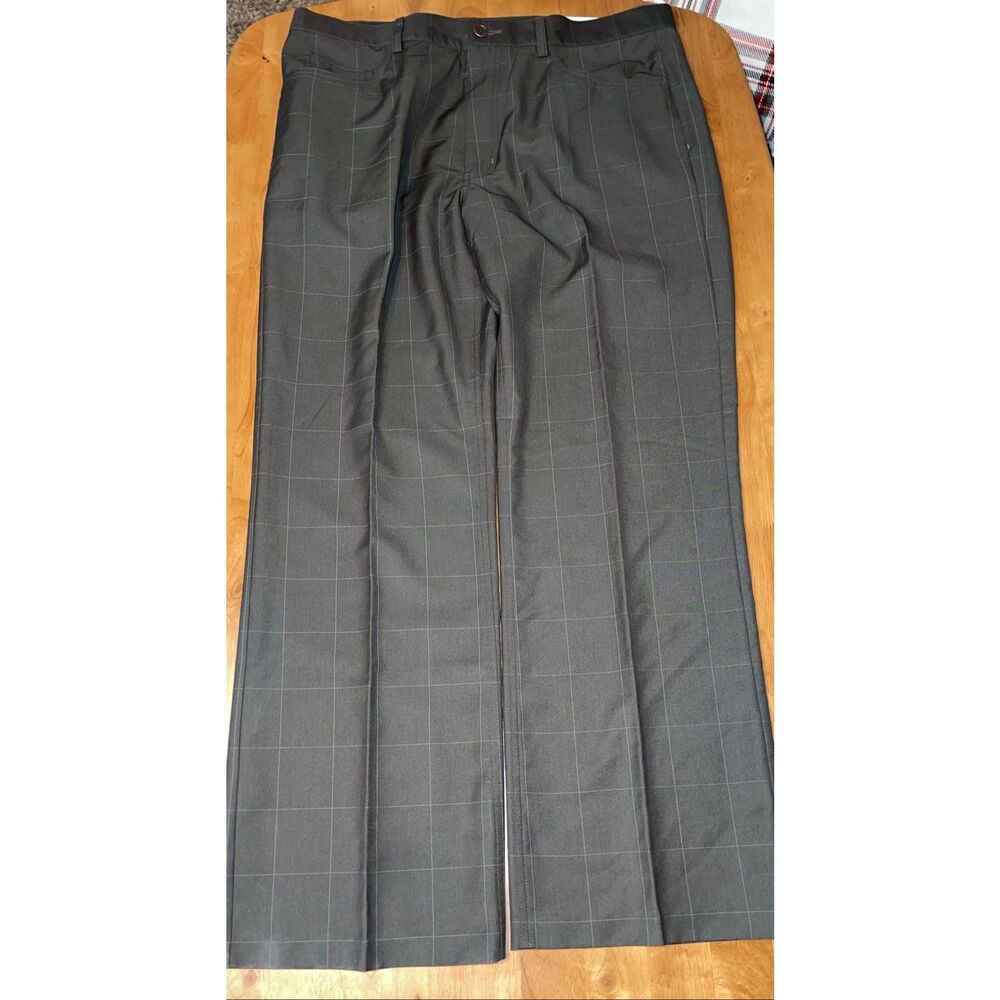 Perry Ellis Portfolio‎ Men’s 36x30 Taupe Stripe Polyester Dress Pants